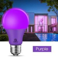 Energetic A19 Purple Light Bulb 3W Equivalent 40W E26 Base Nondimmable Led Bulb For Christmas Halloween Party Decoration Hom