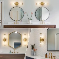 Linour Gold Wall Sconce - Bathroom Sconce Wall Lighting Modern Vanity Light Fixture With Glass Shade For Bath Mirror Bedroom Living Room Hallway (E12, Without Bulbs)