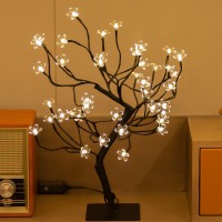 Tybeeu 20 Inch Cherry Blossom Bonsai Tree 40 Led Warm White Lights With 24V Ul Listed Adapter And Metal Base Ideal As Night L