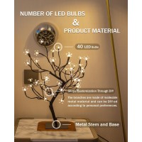 Tybeeu 20 Inch Cherry Blossom Bonsai Tree 40 Led Warm White Lights With 24V Ul Listed Adapter And Metal Base Ideal As Night L