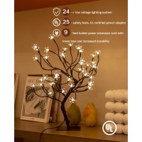 Tybeeu 20 Inch Cherry Blossom Bonsai Tree 40 Led Warm White Lights With 24V Ul Listed Adapter And Metal Base Ideal As Night L