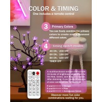 Tybeeu 20 Inch Cherry Blossom Bonsai Tree, Full-Color Diy Dimming And Mixing, With 24V Ul-Listed Adapter And Metal Base, Ideal As Night Lights, Rgb Color Changing Lights