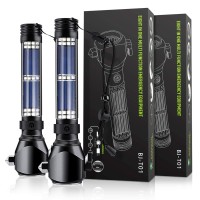 Delxo 2 Pack Patriot Flashlight Handheld Solar Powered Flashlights Cell Phone Charger Multi Function Outdoor Car Led Flashligh