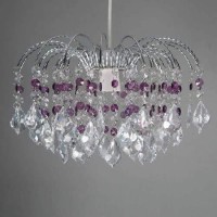 Chandelier Style Ceiling Light Shade Droplet Pendant Acrylic Crystal Bead Luxury (Fountain Drop Purple/Clear)