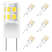 G8 Led Bulb Dimmable, 3W T4 Led Bulb, 20-25W Halogen Equivalent, G8 Gy8.6 Bi-Pin Flat Base, Natural White 4000K, 120V Puck Light Bulbs For Under Cabinet Light, Under Counter Kitchen Lighting, 6-Pack