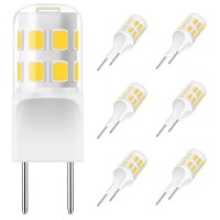 G8 Led Bulb Dimmable, 3W T4 Led Bulb, 20-25W Halogen Equivalent, G8 Gy8.6 Bi-Pin Flat Base, Warm White 3000K, 120V Puck Light Bulbs For Under Cabinet Light, Under Counter Kitchen Lighting, 6-Pack