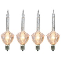 Abeja 4 Pack Christmas Bubble Light Replacement Bulbs Traditional Silver Clear Fluid Lights Bubble Bulbs With Silver Glitter For