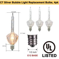 Abeja 4 Pack Christmas Bubble Light Replacement Bulbs Traditional Silver Clear Fluid Lights Bubble Bulbs With Silver Glitter For