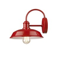 Odeums Farmhouse Barn Lights, Outdoor Wall Lights, Exterior Wall Lamps, Industrial Wall Lighting Fixture, Wall Mount Light In Red Finish With White Interior (Red, 1 Pack)