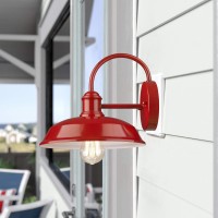 Odeums Farmhouse Barn Lights, Outdoor Wall Lights, Exterior Wall Lamps, Industrial Wall Lighting Fixture, Wall Mount Light In Red Finish With White Interior (Red, 1 Pack)