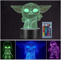 Manco 3 Pattern 3D Illusion Star Wars Night Light For Kids, 16 Color Change Decor Lamp - Star Wars Toys And Gifts Baby Yoda/Darth Vader/Stormtrooper