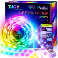 Tjoy 25Ft Smart Led Strip Lights For Bedroom, Alexa Led Light Strip,5050 Rgb Color Changing Music Sync Led Lights Strip With App Remote,Multi-Color Wireless Led Lights For Bedroom (App+Remote+Voice)