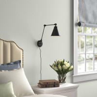 Wingbo Vintage Adjustable Swing Arm Wall Lamp Foldable Black Wall Light Plug-In Cord Industrial Wall Sconce Plug In Or Hardwire With On/Off Switch Wall Mounted Reading Light Fixture Bedside Lamp