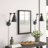 Wingbo Industrial Swing Arm Wall Lamp Set Of 2, Farmhouse Style Black Wall Sconce Lighting, Adjustable Plug In/Hardwired Two-Way, For Living Room Bedroom Vanity Study Desk Office