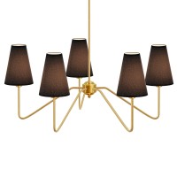 Electro Bp30 Dia 5Arm Classic Chandeliers Polished Gold With Black Linen Shades E12 200W