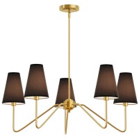 Electro Bp30 Dia 5Arm Classic Chandeliers Polished Gold With Black Linen Shades E12 200W