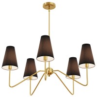 Electro Bp30 Dia 5Arm Classic Chandeliers Polished Gold With Black Linen Shades E12 200W