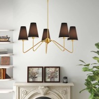 Electro Bp30 Dia 5Arm Classic Chandeliers Polished Gold With Black Linen Shades E12 200W