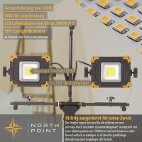 Northpoint Led Baustrahler Mit Ausziehbarem Quick Release Stativ 100W 5M Netzkabel Ca. 9000 Lumen Lichtleistung Mit Rckseitigem Schalter Und Steckdose Dimmbar [Energieklasse A+]