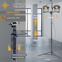 Northpoint Led Baustrahler Mit Ausziehbarem Quick Release Stativ 100W 5M Netzkabel Ca. 9000 Lumen Lichtleistung Mit Rckseitigem Schalter Und Steckdose Dimmbar [Energieklasse A+]