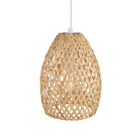 Globe Electric 61090 1-Light Pendant Light, Light Twine Shade, White Socket, White Cloth Hanging Cord, Kitchen Island, Pendant Light Fixture, Adjustable Height, Home D