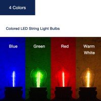 Flsnt 24-Pack S14 Colored Led String Light Bulbs, 1W Waterproof Outdoor Indoor Replacement Bulbs, E26 Base, Cri80, Red/Green/Blue/Warm White