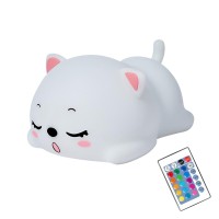 S Nmt Sleeping Cat Lamp With Remote Control Silicone Kitty Night Light For Kids Toddler Baby Girls Rechargeable Cute Kawaii Nigh