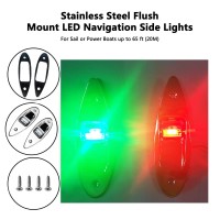 Fitment For fishing boats oceans yachts etc Specifications 1Housing MaterialMade of SUS304 2Housing Colour polished SS 3LED ColourRedGreen 4LED3 Pcs 5LED Bean Angle120 degrees 6FeaturesVertical mount navigation lightsGreen starboard 1125Red Port1125visibi