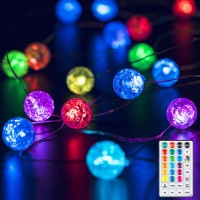 Beewin Globe String Lights For Bedroom Crystal Crackle Ball Lights 17 Vibrant Color 10Ft 30 Led Usb Operated With Remote Fairy L