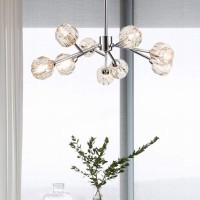 Weesalife Sputnik Chandeliers Modern Crystal Pendant Light Chandelier 9 Lights Contemporary Chrome Branches Chandeliers Ceiling Light Fixtures For Dining Room Bedroom Living Room G9 Bulbs