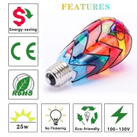 I-Shunfa Edison Stained Glass Led Light Bulb,6 Watts Heatless E26 St64 Led Light Bulbs For Home Party,Recreation Room,Balcony,Garden,Christmas Decoration 2 Pack