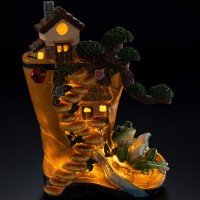 Vp Home Enchanted Rainboot Fairy House Reading Frog Solar Light For Home And Outdoor Decor Rainboot Solar Powered Flickering Led Garden Light Fairy House Backyard Halloween Decoration