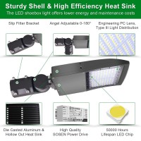 Ostek Led Parking Lot Lights 100W Led Shoebox Street Pole Lighting, Waterproof 14000Lm Outdoor Commercial Area Road Lighting 5000K 100-277V Dlc Ul (Adjustable Slip Fitter Bracket, 100W - 5000K)