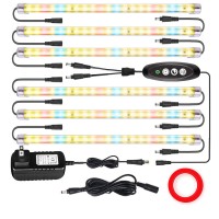 Led Plant Grow Lights Strips For Indoor Plants Full Spectrum With Auto On & Off Timer, T5 Sunlike Grow Lights Bar Growing Lamps For Greenhouse Shelves Hydroponics Succulent, 4 Dimmable Levels