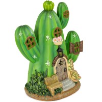 Vp Home Enchanted Cactus Cottage Solar Light For Home And Outdoor Decor, Cactus Cottage Solar Powered Flickering Led Garden Light Cottage Backyard Halloween Decoration