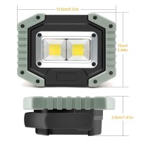 Rechargeable Led Work Light, Portable Waterproof Cob Floodlight, 30W 1500Lm, Super Bright Camping Lights For Outdoor And Indoor, Gray, 2Pack