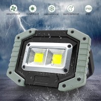 Rechargeable Led Work Light, Portable Waterproof Cob Floodlight, 30W 1500Lm, Super Bright Camping Lights For Outdoor And Indoor, Gray, 2Pack