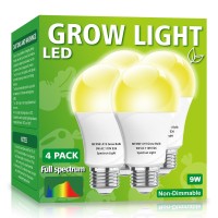 Mfxmf 4 Pack Led Grow Light Bulb A19 Bulb, Full Spectrum Plant Light Bulb, 9W E26 Grow Bulb Replace Up To 100W, Grow Light For Indoor Plants, Flowers, Greenhouse, Indore Garden, Hydroponic