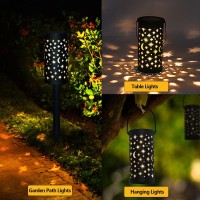 Neemor Solar Garden Lights Outdoor 6 Pack Black Star Moon Solar Lights Solar Yard Lights Waterproof Solar Path Lights Solar Powe