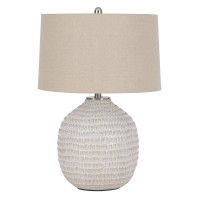 Signature Design By Ashley Jamon Contemporary 26 Round Textured Ceramic Table Lamp Beige