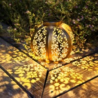 Hanging Solar Lantern Large Outdoor Lanterns Lights Garden Decor House Warming Gifts For Patio Yard Lawn Tabletop 1 Pack Pumpkin Style