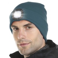 Tutuko Led Beanie With Light, Gifts For Men Women Dad Him, Usb Rechargeable Lighted Cap 4 Led Headlamp Hat, Unisex Warm Winter Knitted Led Hat With Flashlight