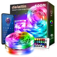 Dalattin Led Lights For Bedroom 100Ft, Smart Strip With App Control Remote, 5050 Rgb Led Light Strips, Music Sync Color Changing Room Decoration Party(2 Rolls Of 50Ft)