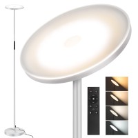 Outon Floor Lamp, 30W/3000Lm Led Modern Torchiere Sky Lamp, Super Bright Dimmable Standing Tall Lamp With 4 Color Temperatures, Remote Touch Control, Timer For Living Room Bedroom Office, Silver Grey