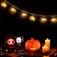 Halloween String Lights, Led Pumpkin Lights, Holiday Lights For Outdoor Decor,2 Modes Steady/Flickering Lights, Each For Indoor/Outdoor Halloween, Party(20 One Pumpkin Lights, 9.8 Feet) Flat