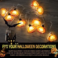 Halloween String Lights, Led Pumpkin Lights, Holiday Lights For Outdoor Decor,2 Modes Steady/Flickering Lights, Each For Indoor/Outdoor Halloween, Party(20 One Pumpkin Lights, 9.8 Feet) Flat