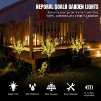 Neporal Solar Garden Lights Outdoor Decorative, Solar Flowers Lights Dusk To Dawn, Solar Garden Stake Lights Waterproof Ip65, Solar Powered Flower Lights - Gardening Gifts For Women