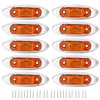 Kimiss 10Pcs 3Led Side Marker Light Waterproof Dustproof Piranha Lamp For Truck Trailer Lorry(Amber)