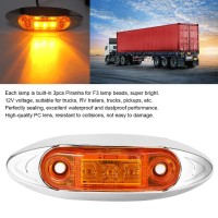 Kimiss 10Pcs 3Led Side Marker Light Waterproof Dustproof Piranha Lamp For Truck Trailer Lorry(Amber)