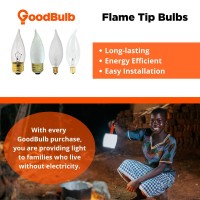 Goodbulb 15-Watt Incandescent Flame Tip Light Bulbs | Ca10 Clear Finish E12 Base 2700K Warm White Color | Dimmable 100 Lumens | Decorative Chandelier Bulbs | Pack Of 12 Bulbs